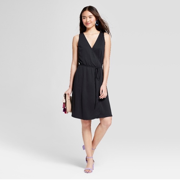 black wrap dress sleeveless